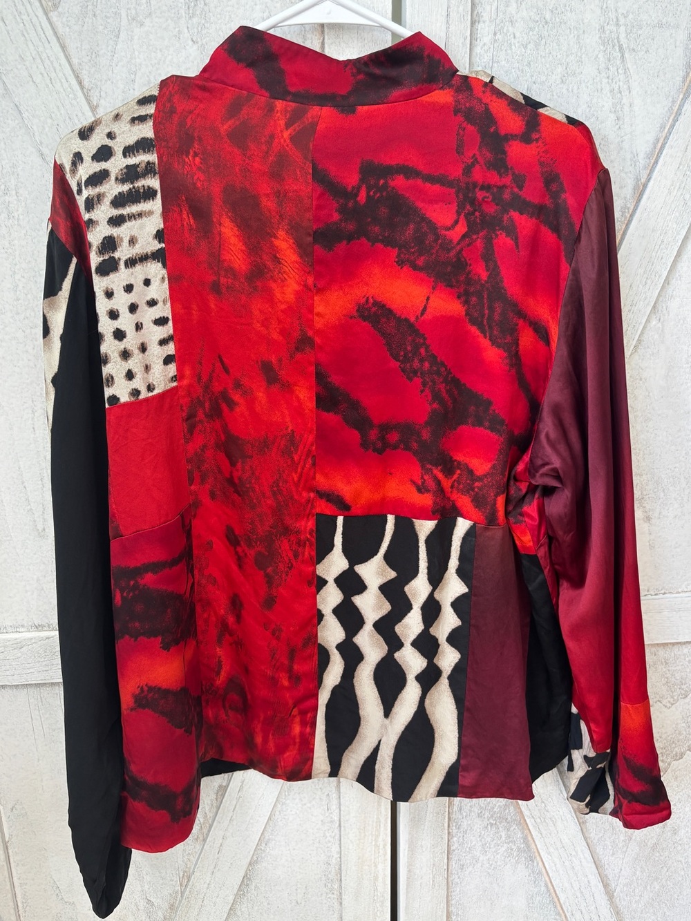 Chico's Patchwork Animal Print Silk Top Womens 3 (US XL) Multi Print Art to Wear - Picture 2 of 6